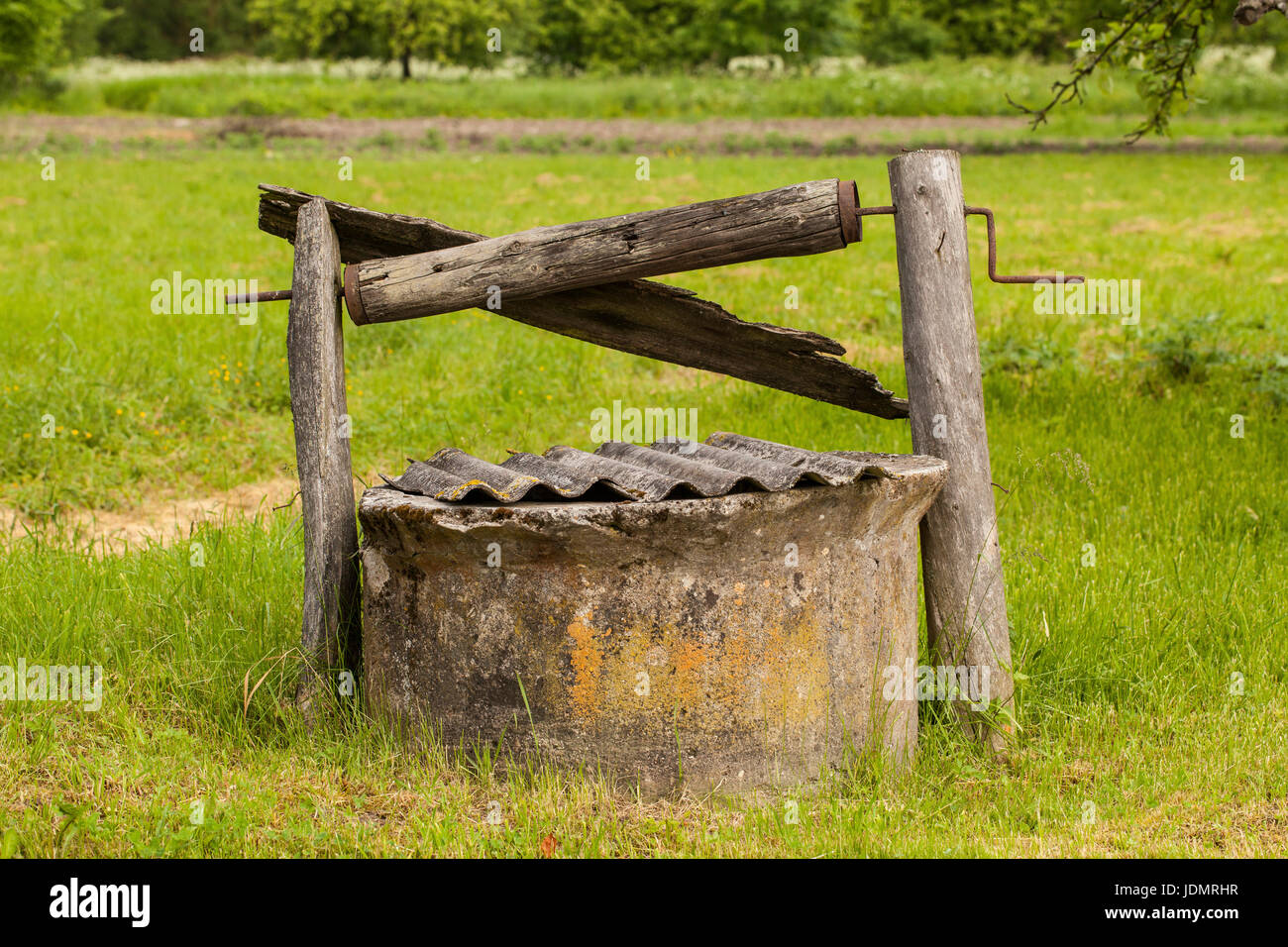 Old well in an abandoned village Stock Photo