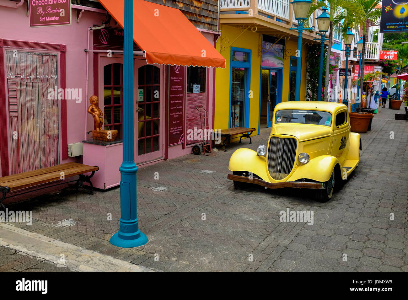 Vintage Car on Old Street, Philipsburg, St. Maarten Stock Photo Alamy