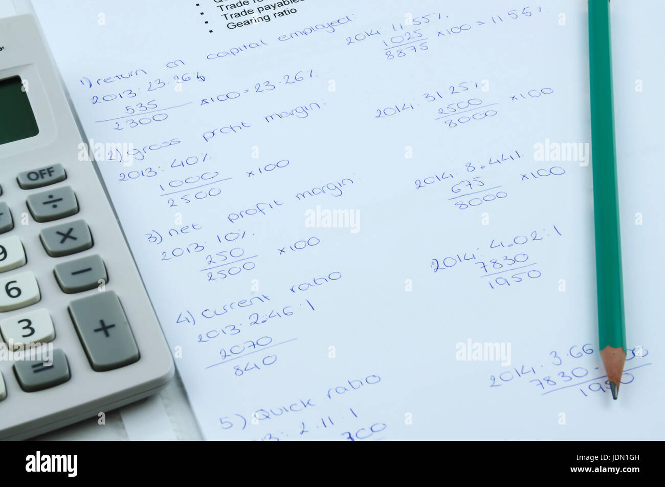 Handwritten page showing maths   formula Stock Photo