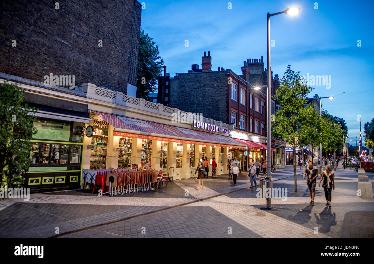 Cafes in South Kensington at Night London Stock Photo
