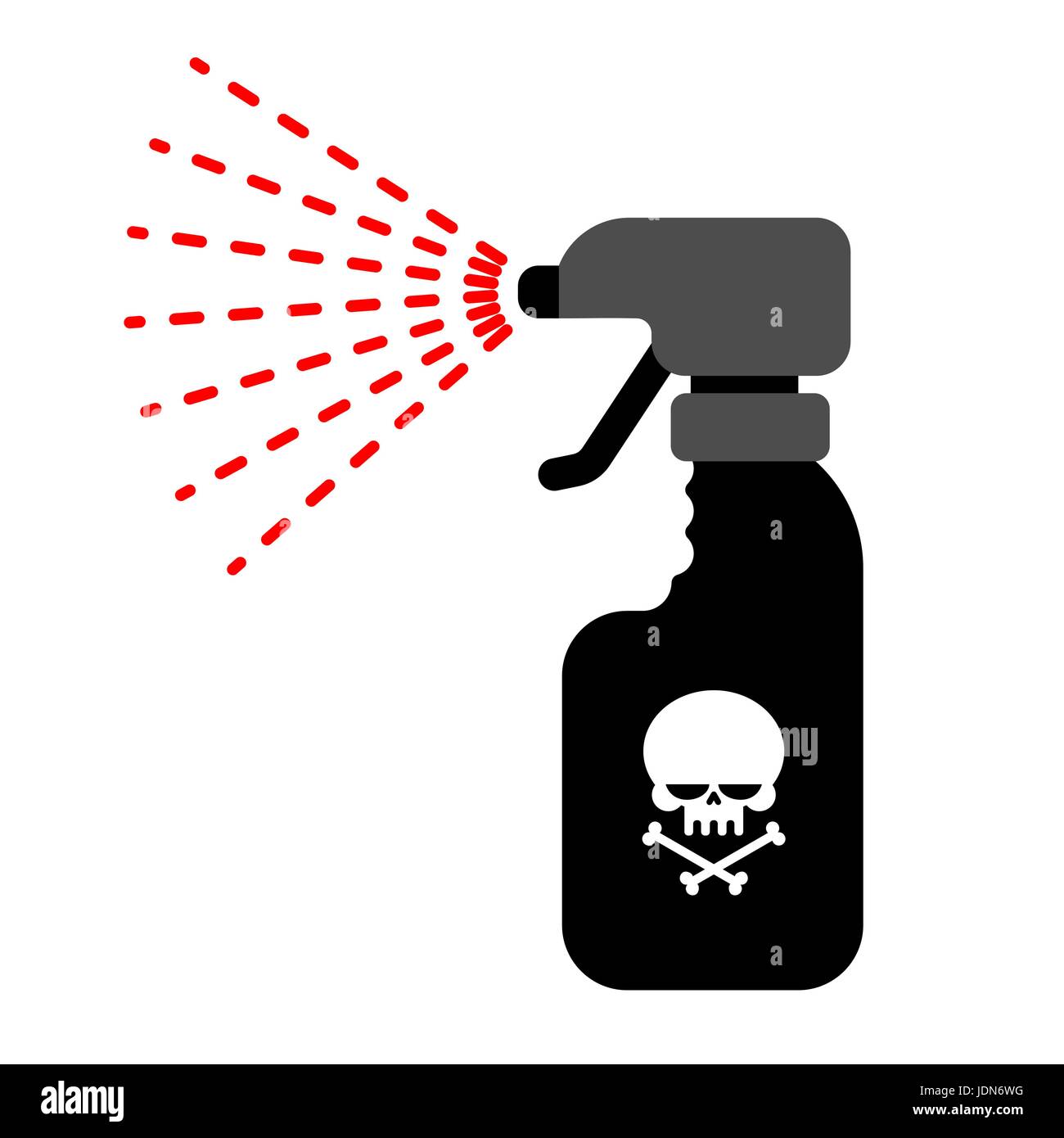 Sprayer with poison. Dangerous Poisonous liquid from insects. Stock Vector