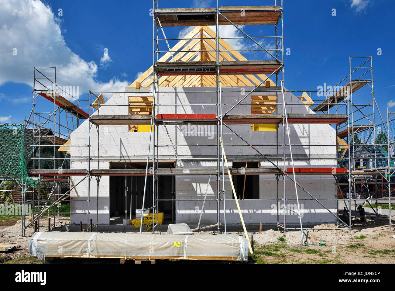 New building of a house in Hamburg, Neubau eines Hauses in Hamburg Stock Photo