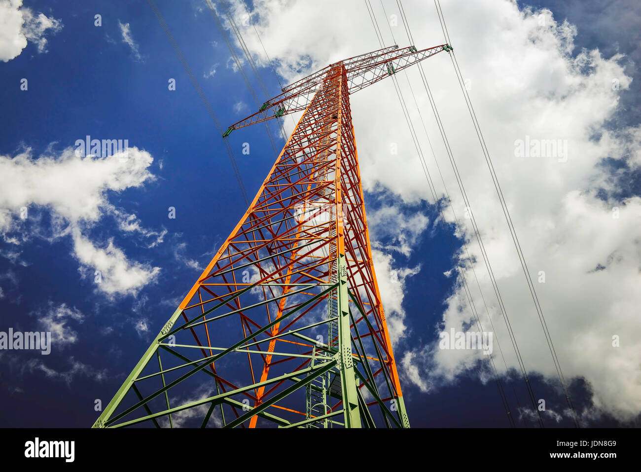 High-tension mast, net removal, Hochspannungsmast, Netzausbau Stock Photo
