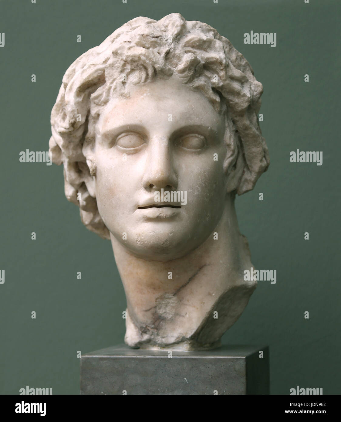 Alexander the Great (356 -323 BC). King of Macedonia. Marble bust from Alexandria, copy of a portrait of Lisipo sculpture  ca. 330 BC. Stock Photo