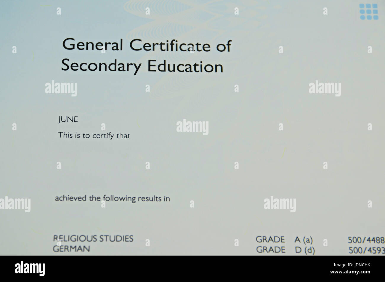General Certificate Of Secondary Education Stock Photos And General