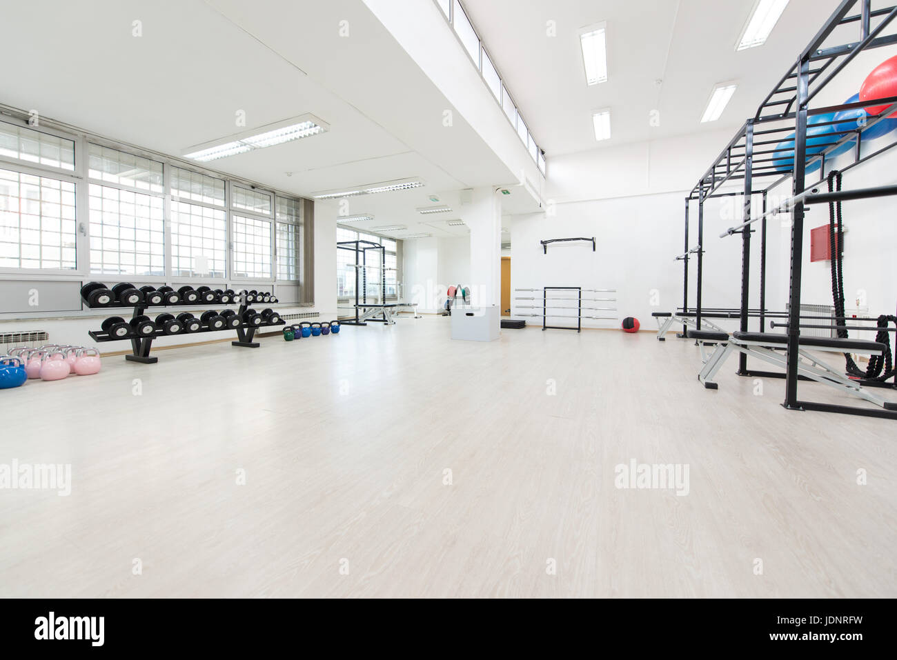 Equipment And Machines At The Modern Gym Room Fitness Center Stock ...