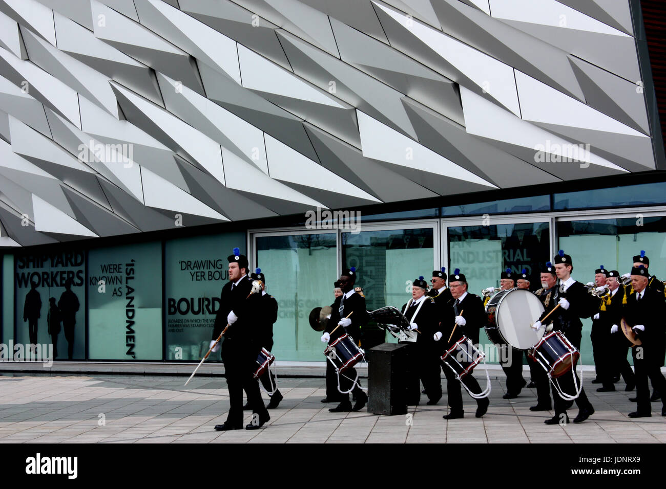 Marching band at the Titanic Centre Stock Photo