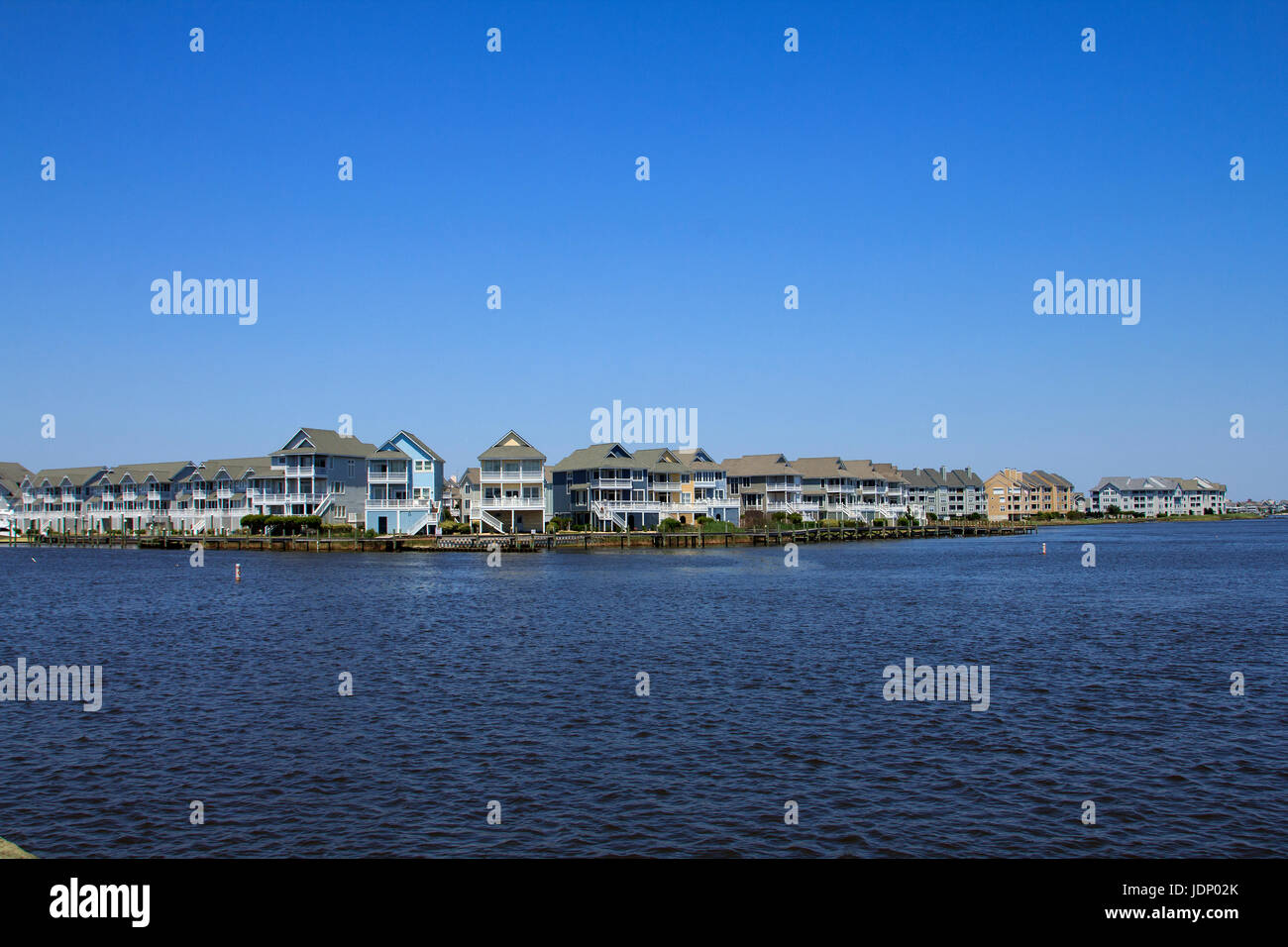 Beach houses along pamlico sound Manteo Outer Banks North Carolina Stock Photo