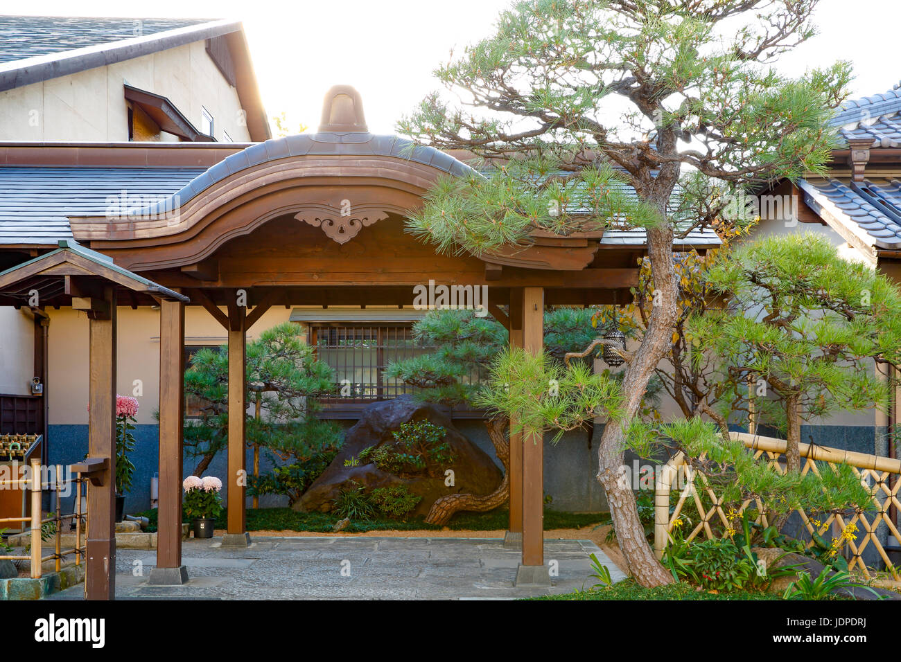 Japanese traditional ryokan exterior, Tokyo, Japan Stock Photo