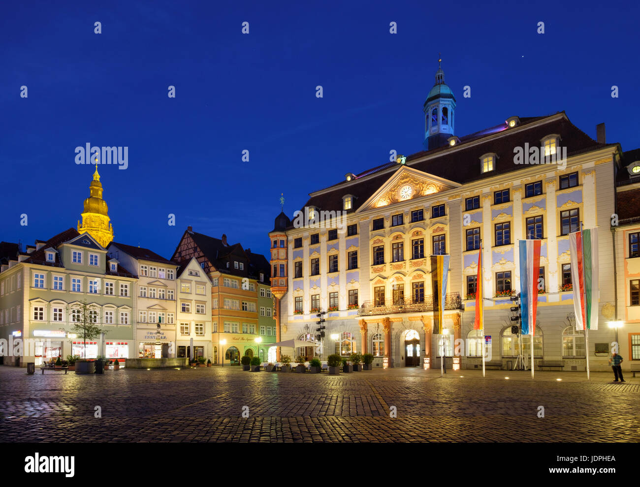 Town Hall on the market square with church St. Moritz, Coburg, Upper Franconia, Franconia, Bavaria, Germany Stock Photo