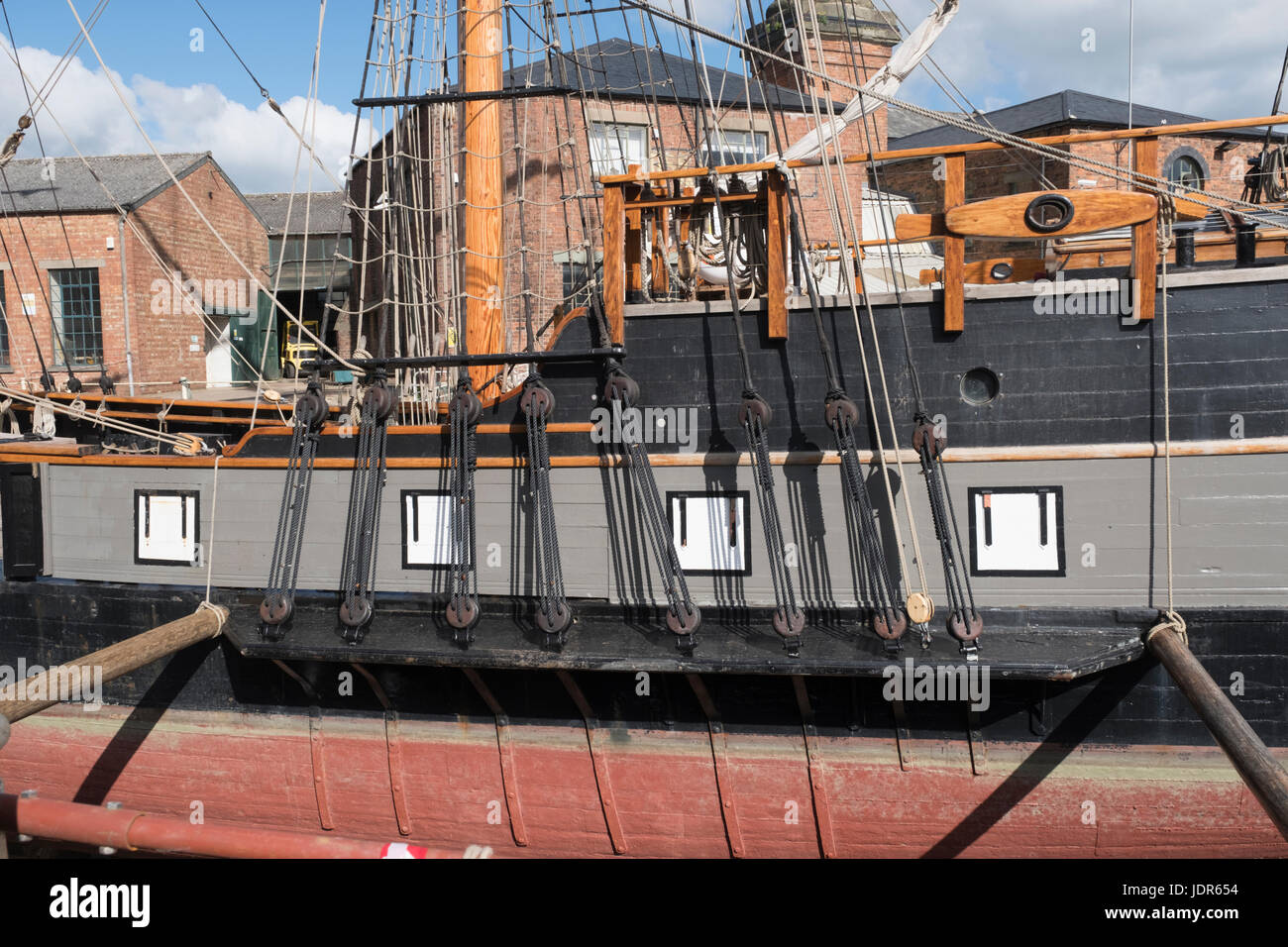Threemasted barque Earl of Pembroke in dry dock at Gloucester for