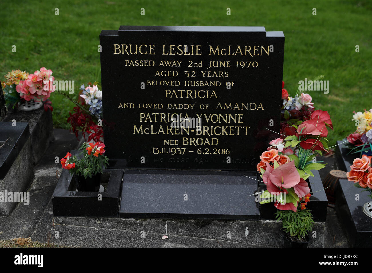 The Grave Of Racing Driver Bruce Mclaren And His Wife Patricia In