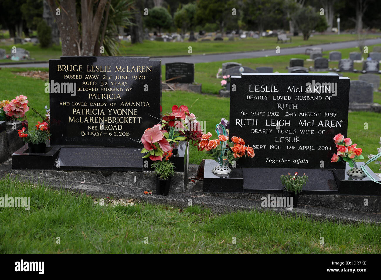 The Grave Of Racing Driver Bruce Mclaren And His Wife Patricia In