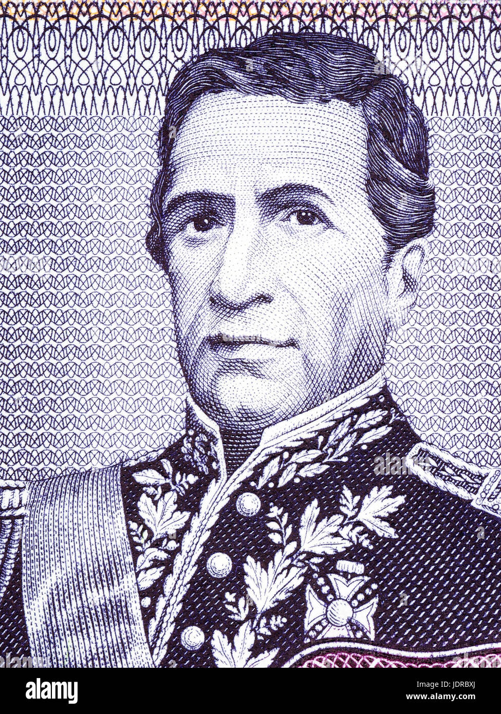 Andres de Santa Cruz portrait from Bolivian money Stock Photo