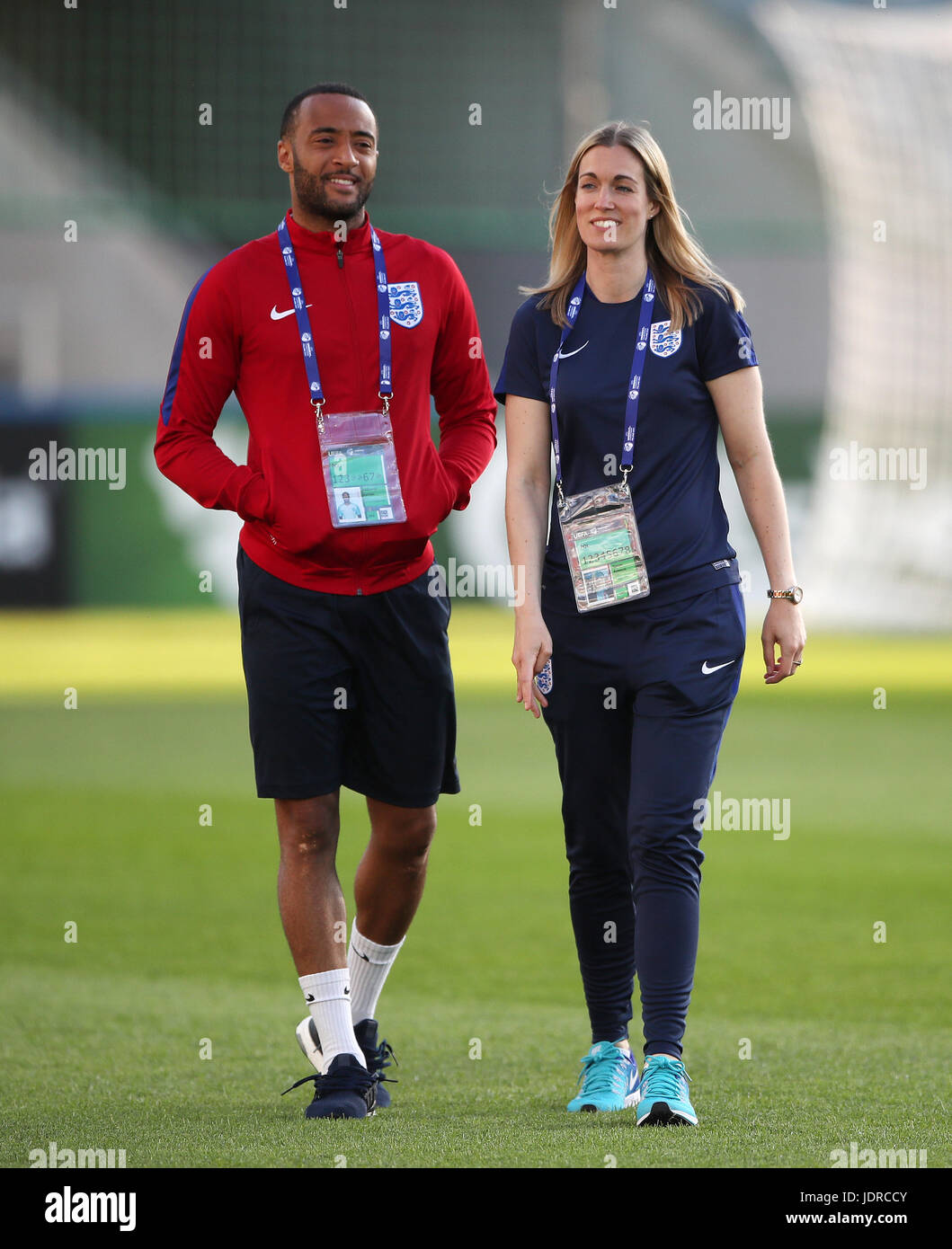 Sport psychologist Rebecca Symes with Nathan Redmond during the team