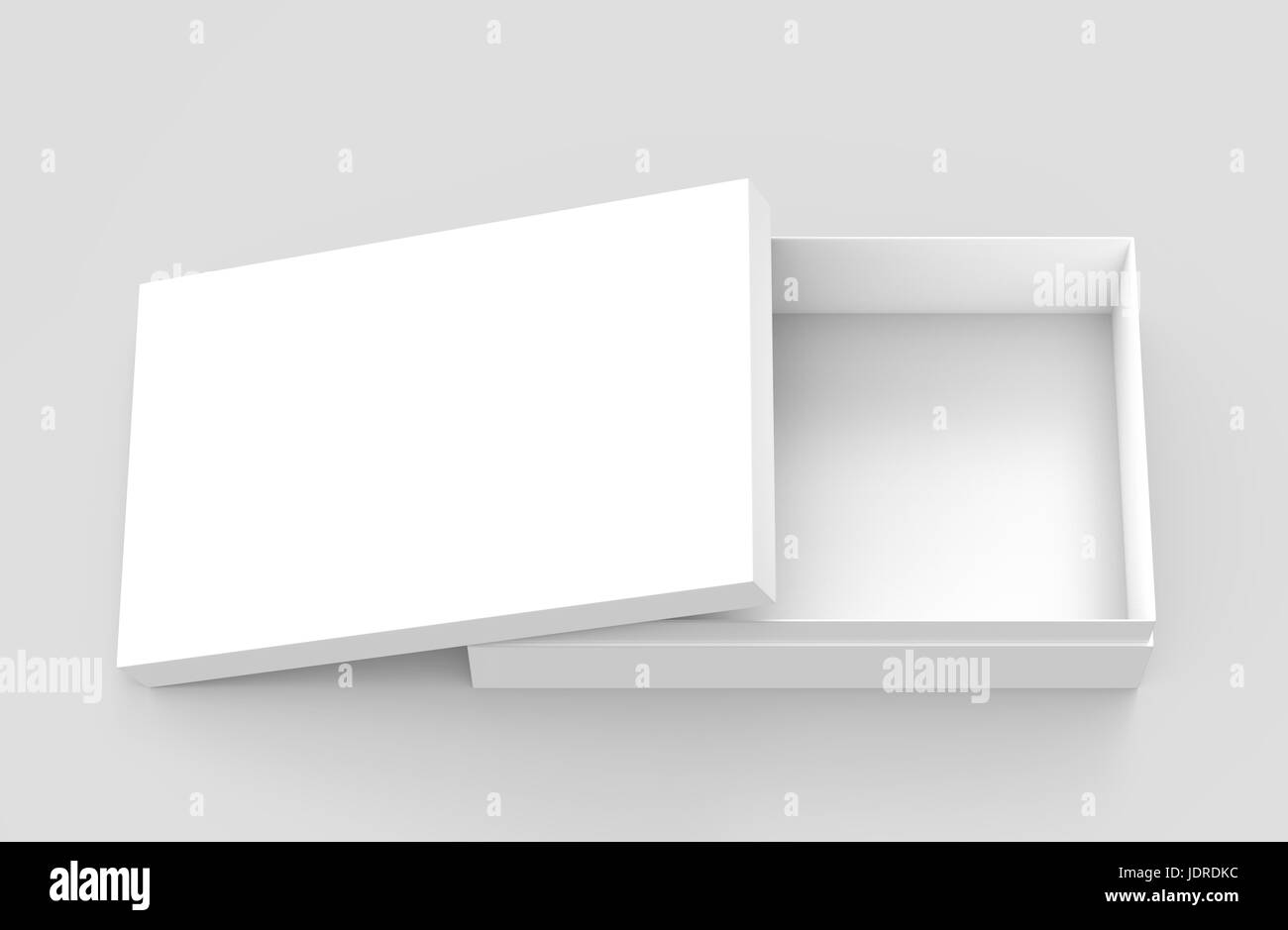 white 3d rendering blank open rectangular box with box separate lid ...