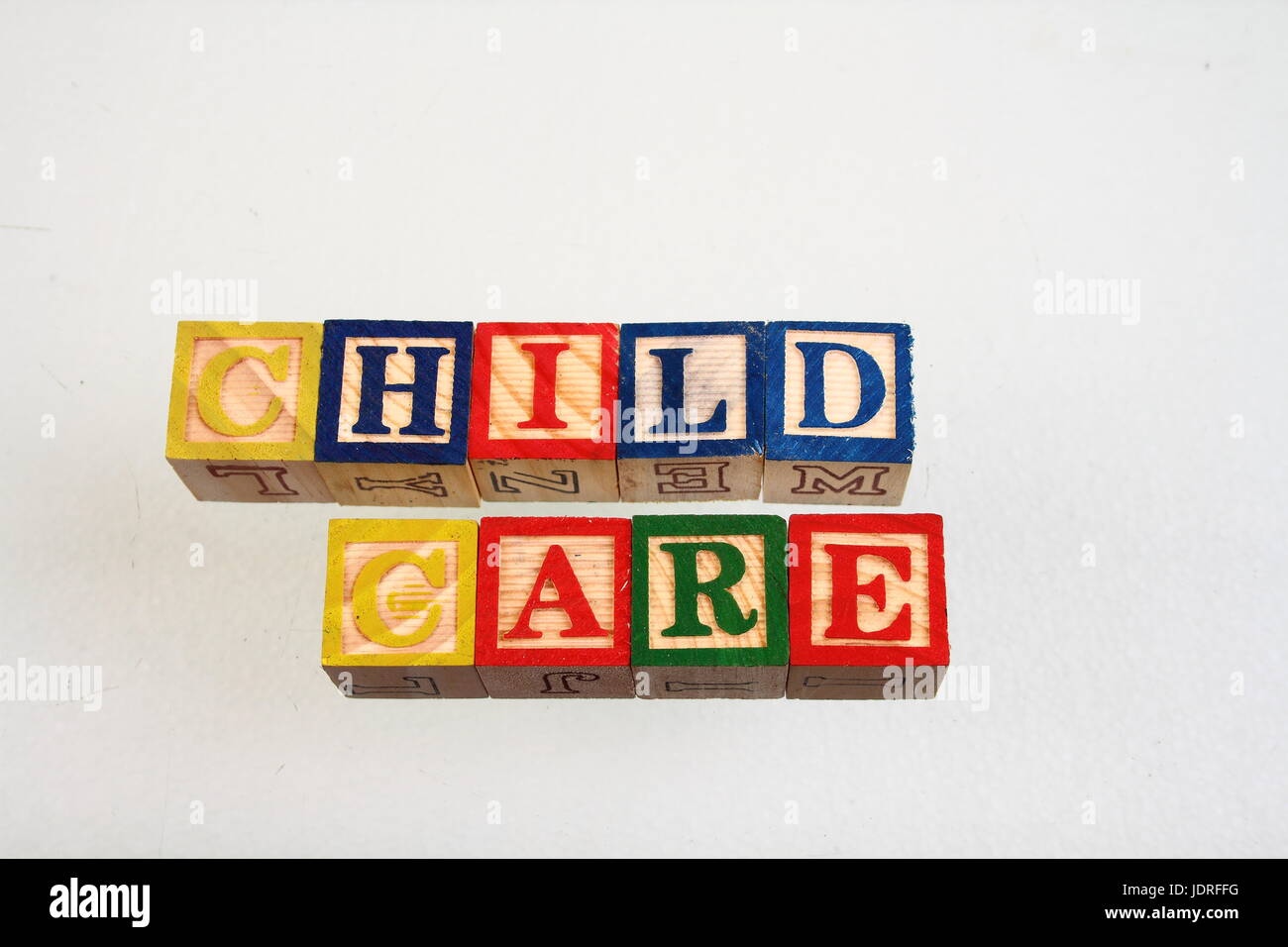 The term child care displayed visually on a white background using ...