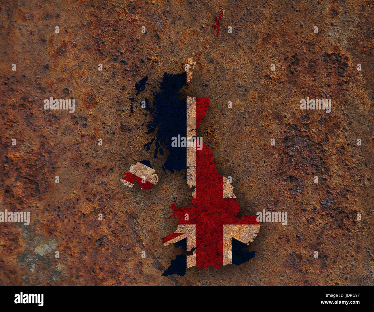 Map and flag of Great Britain on rusty metal Stock Photo - Alamy