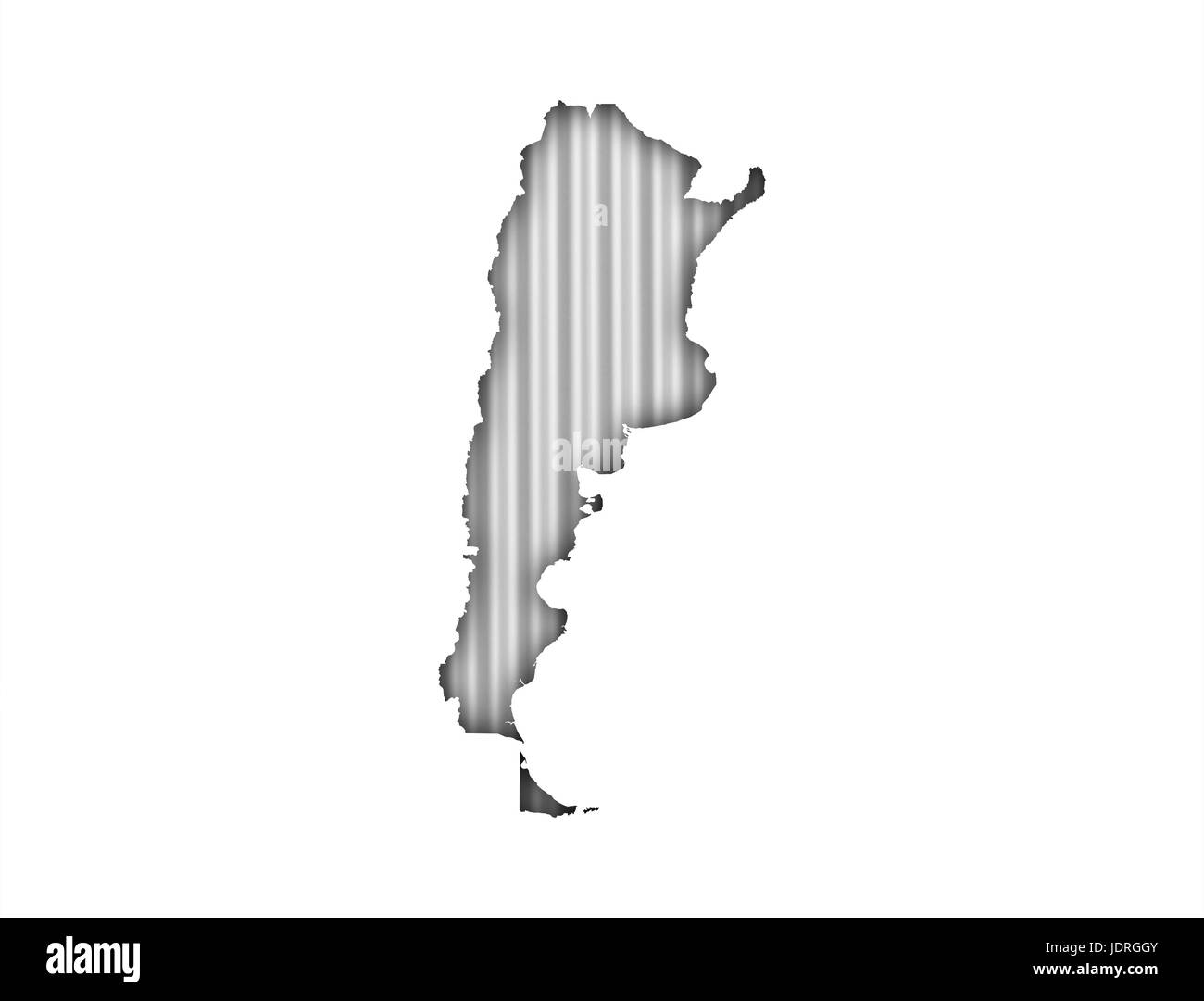 Map of Argentina on corrugated iron Stock Photo