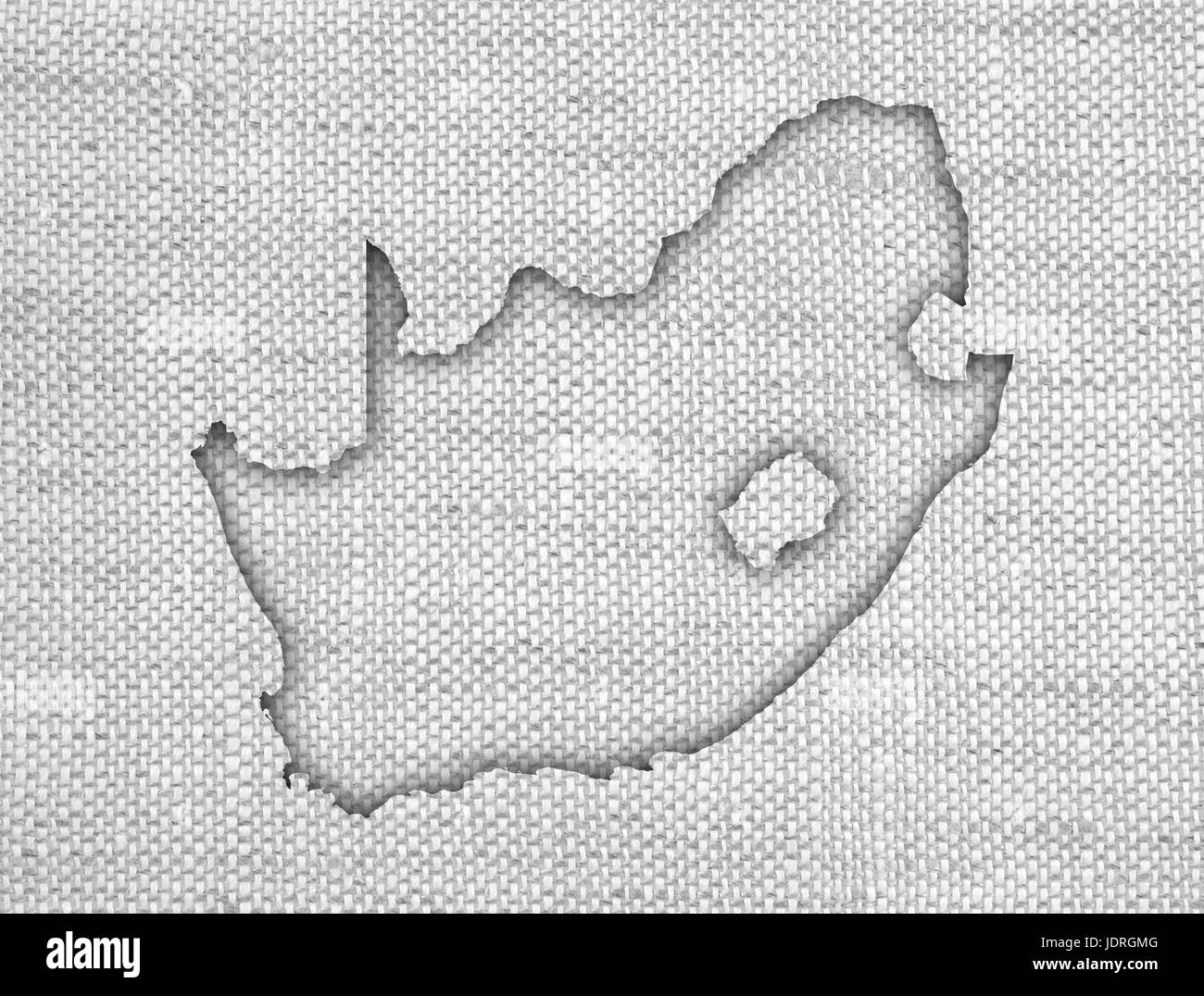 Map of South Africa on old linen Stock Photo Alamy