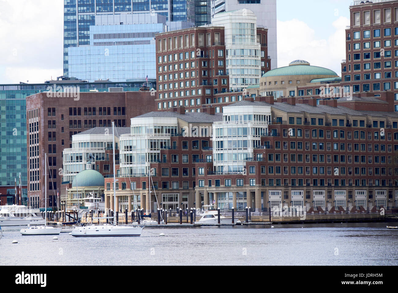 Rowes Wharf redevelopment marina and waterfront Boston USA Stock Photo