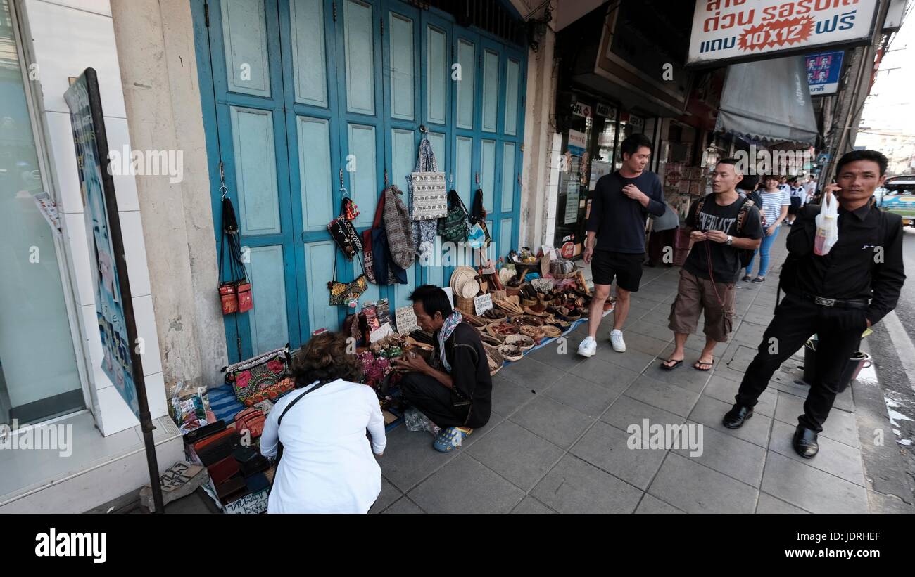 Vibrant Urban Daytime People Charoen Krung Road Sathon Bangkok Thailand Stock Photo