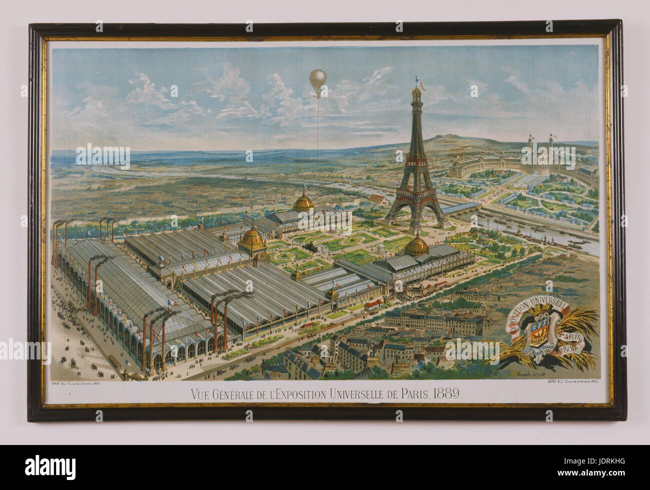 Sewande del. et lith.  General view of the 1889 World Fair in Paris   Framed lithograph (48.5 x 715 cm)  Muller-Quênot Collection Stock Photo