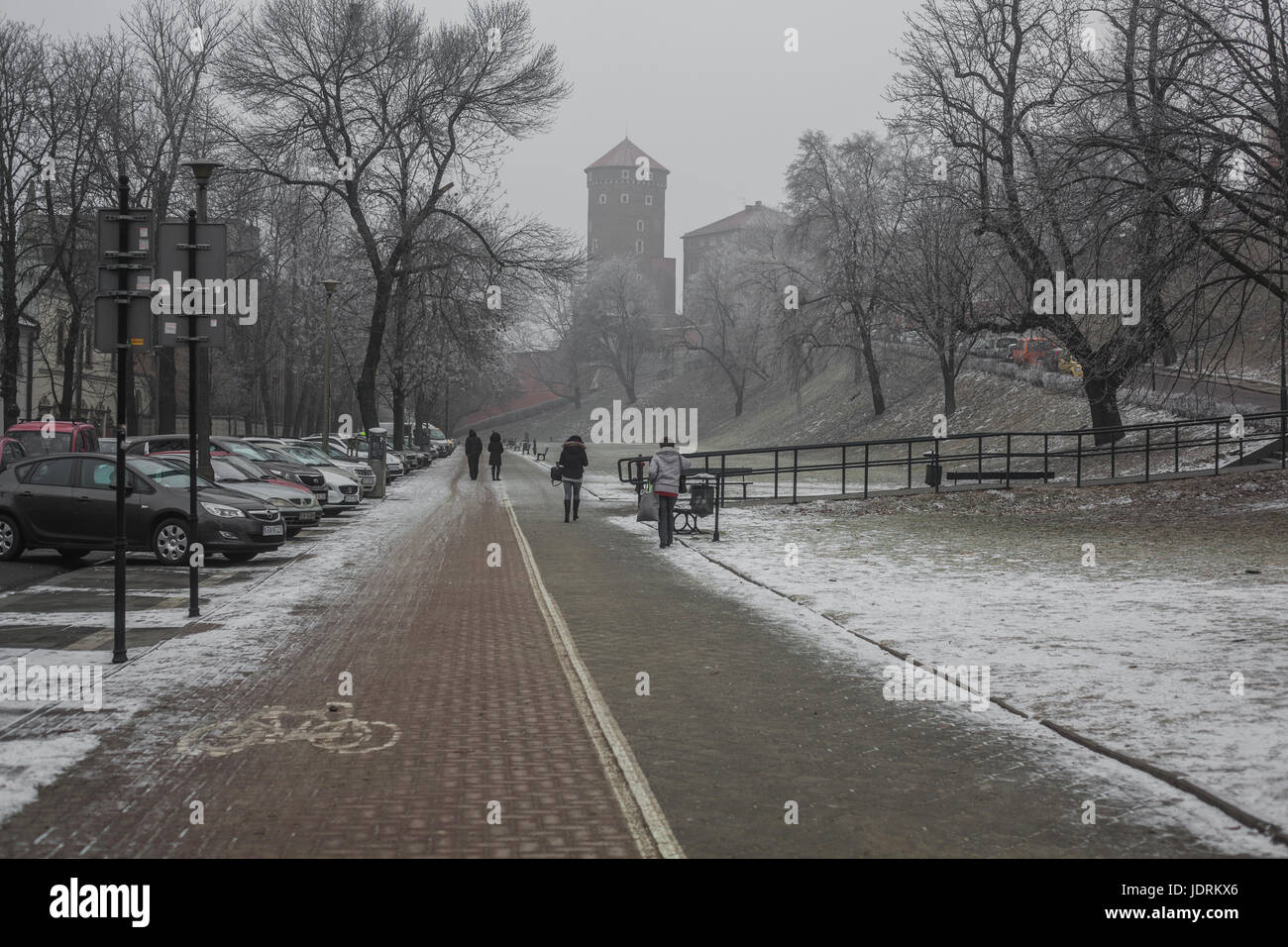 winter and snow in Krakow Poland Stock Photo Alamy