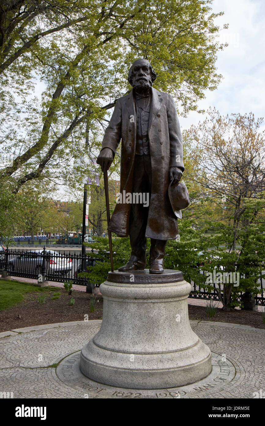bronze statue of edward everett hale Boston public garden USA Stock Photo