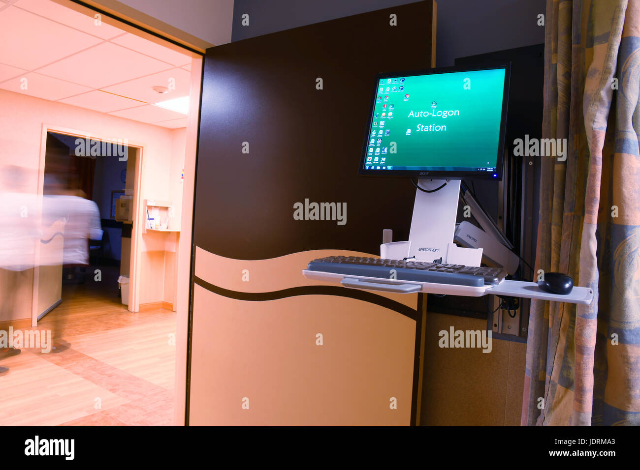 KALISPELL, MONTANA, USA June 19, 2017 Nurse’s computer station in a