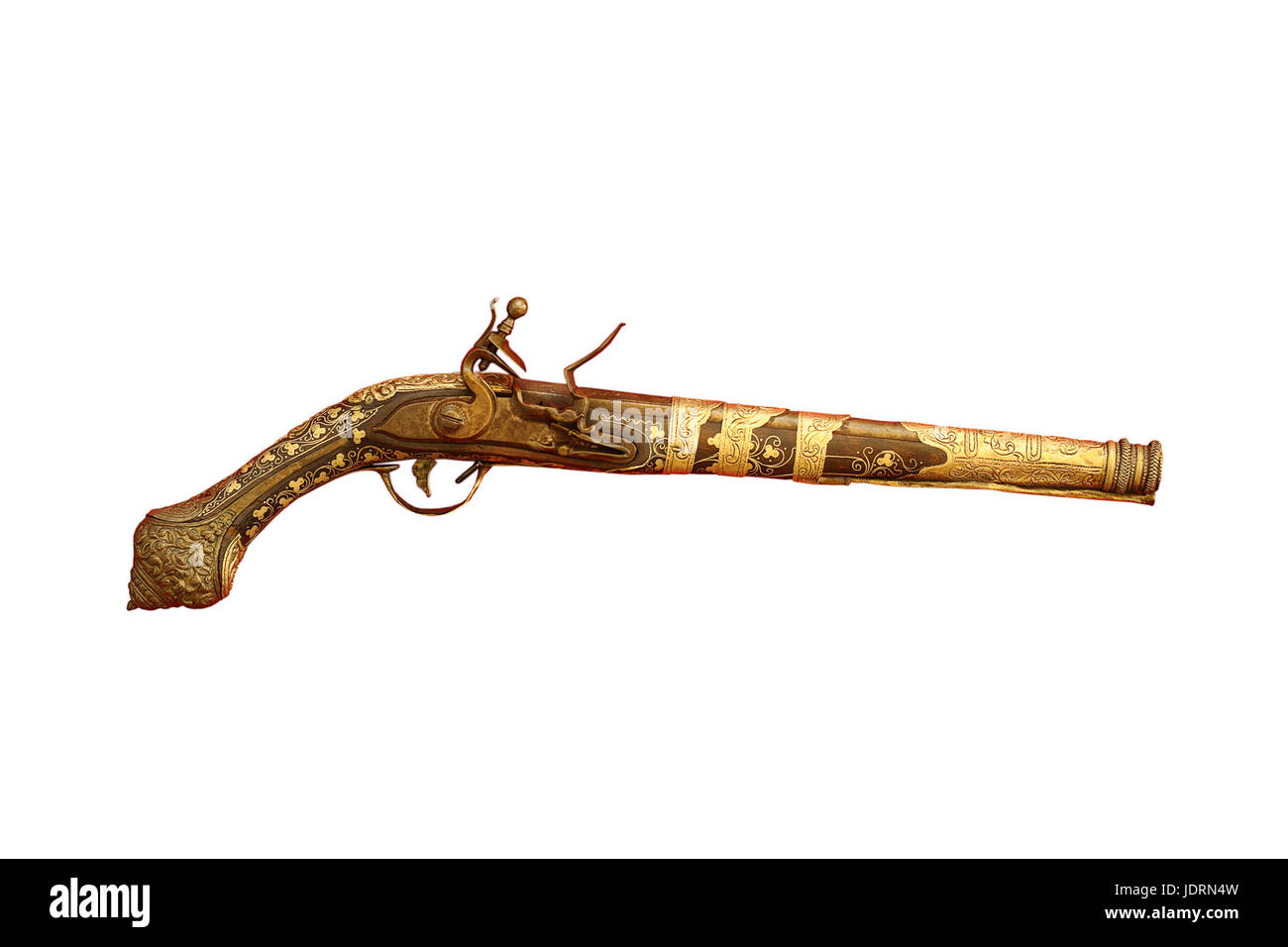very old pistol isolated over white background Stock Photo - Alamy