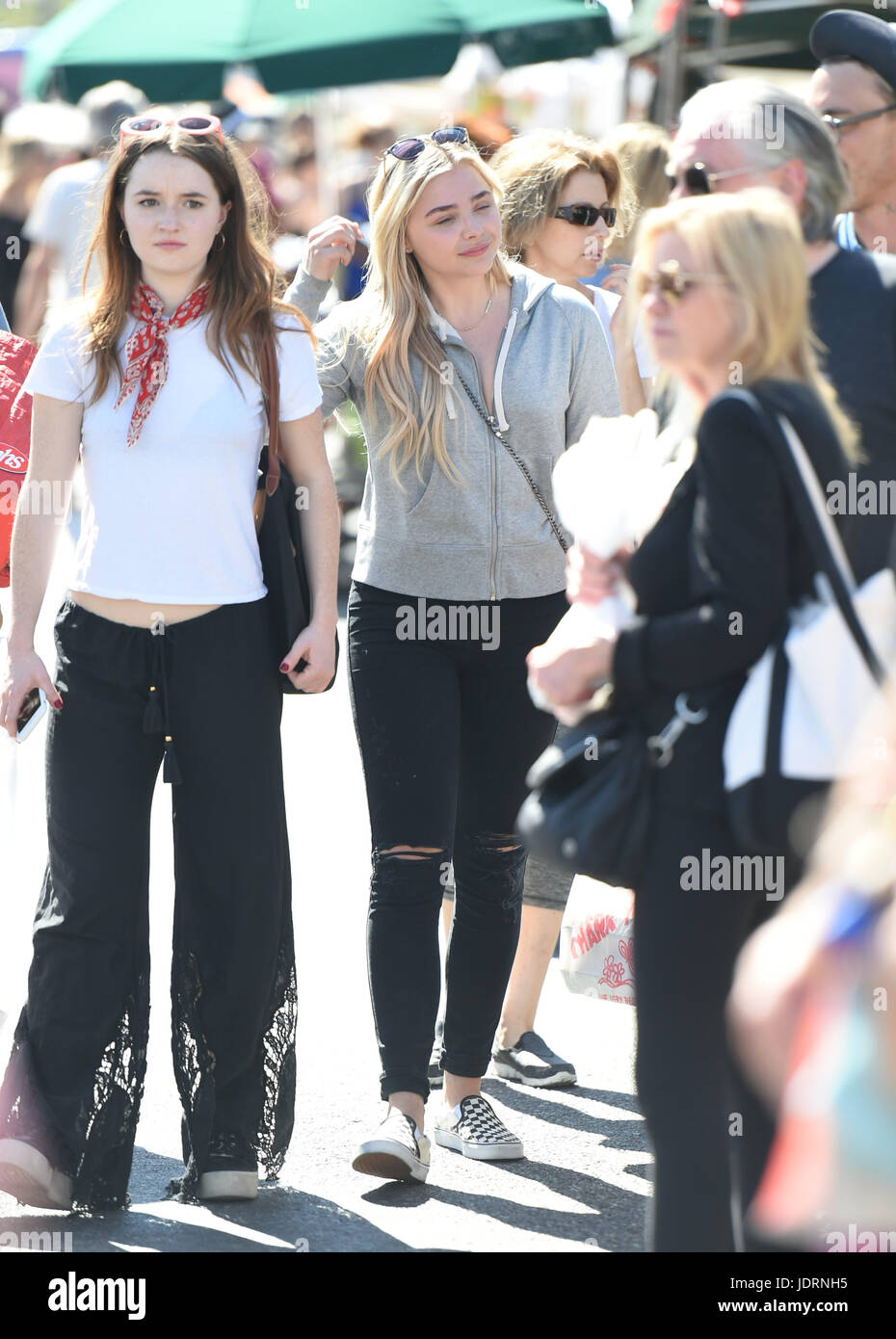 Chloe Grace Moritz goes to the Studio City Farmers Market with friends