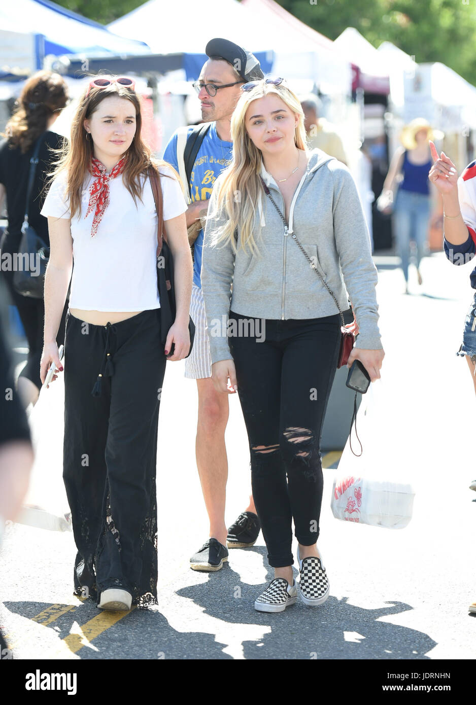 Chloe Grace Moritz goes to the Studio City Farmers Market with friends