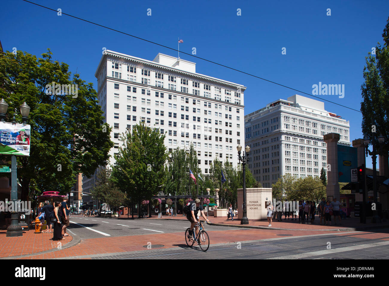 America, state of Oregon, town of Portland, Pioneer Courthouse Square Stock Photo