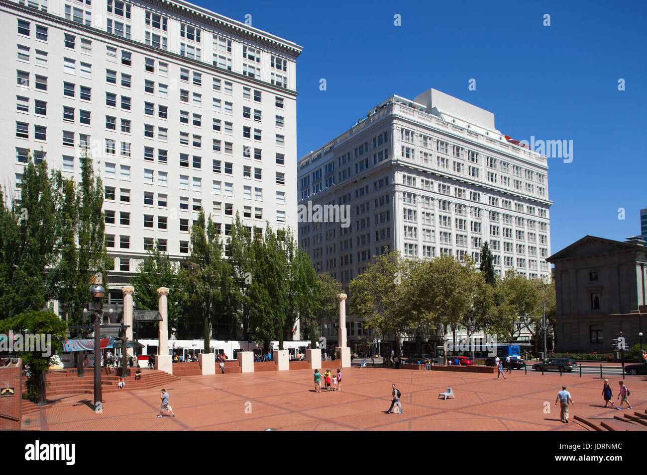 America, state of Oregon, town of Portland, Pioneer Courthouse Square Stock Photo