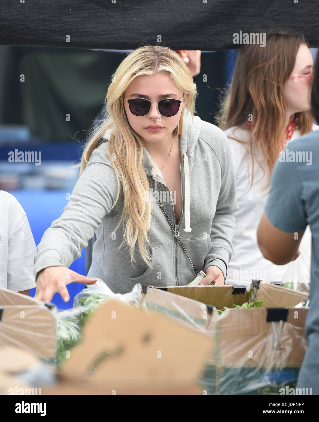 Chloe Grace Moritz goes to the Studio City Farmers Market with friends