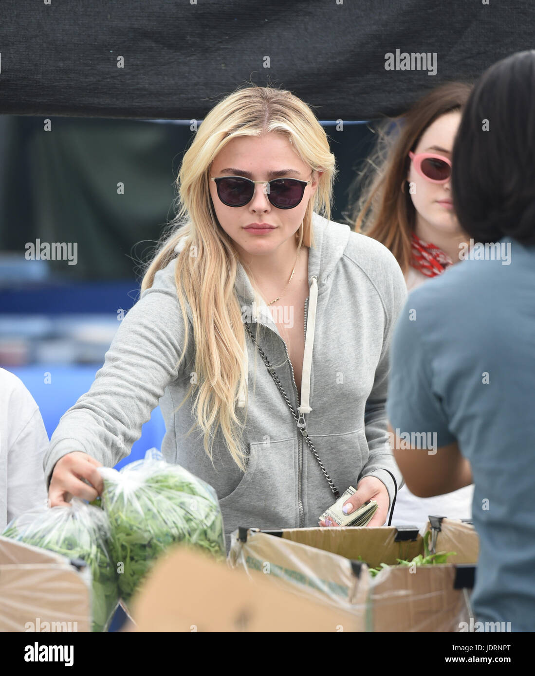 Chloe Grace Moritz goes to the Studio City Farmers Market with friends