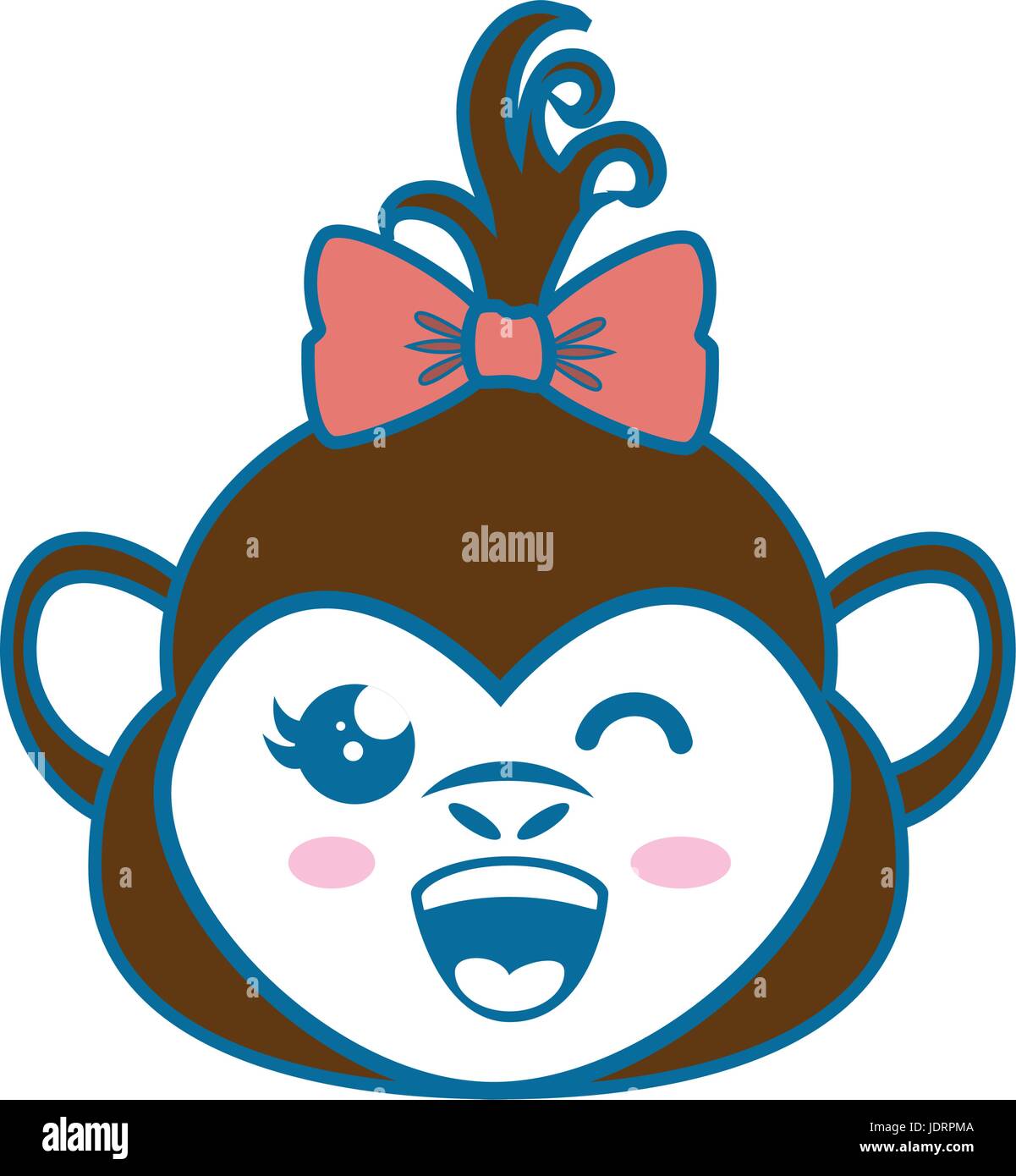 kawaii monkey animal icon over white background colorful design vector ...