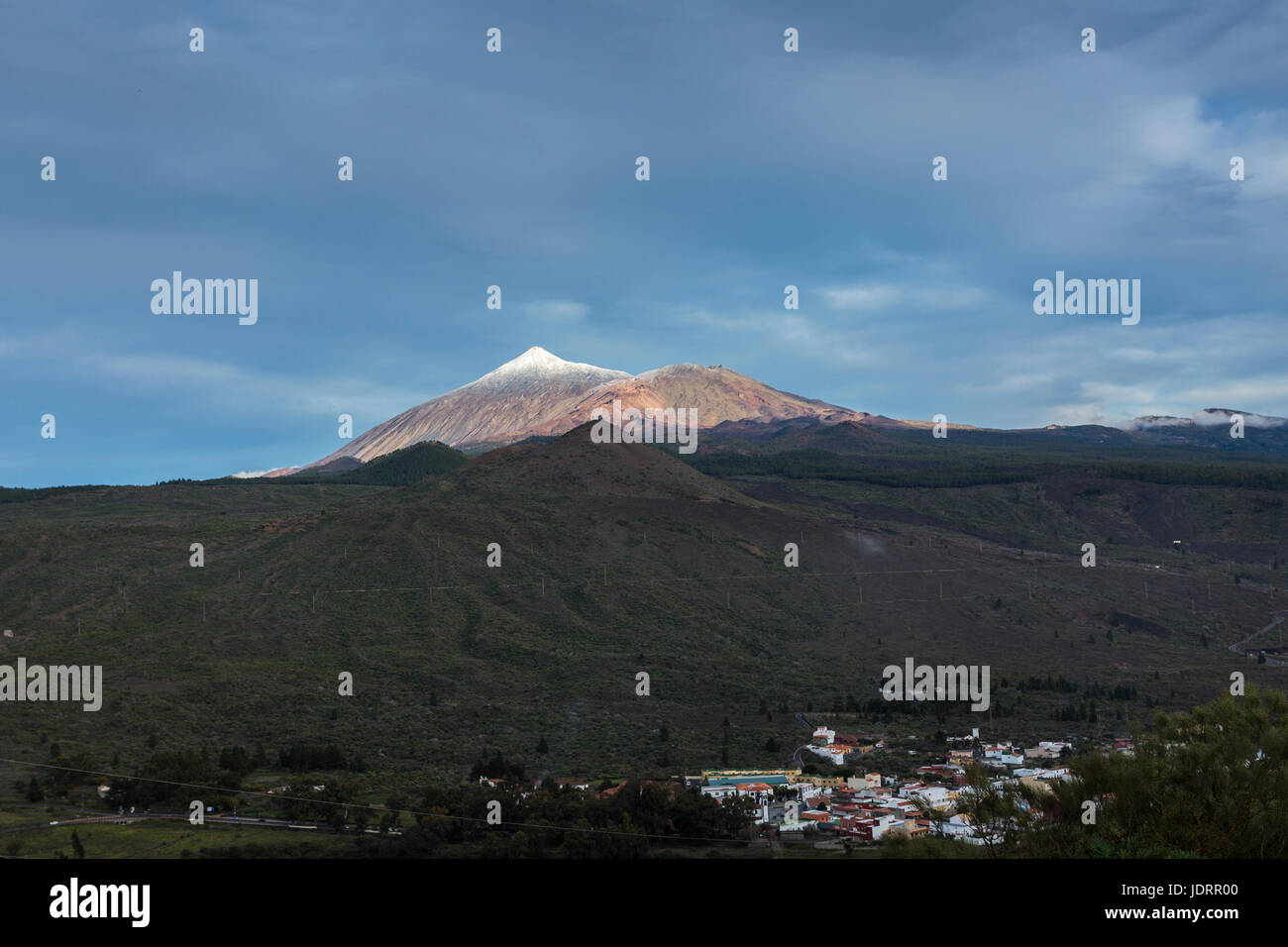 Snow capped mount Teide in tenerife, Canary Islands, Spain Stock Photo