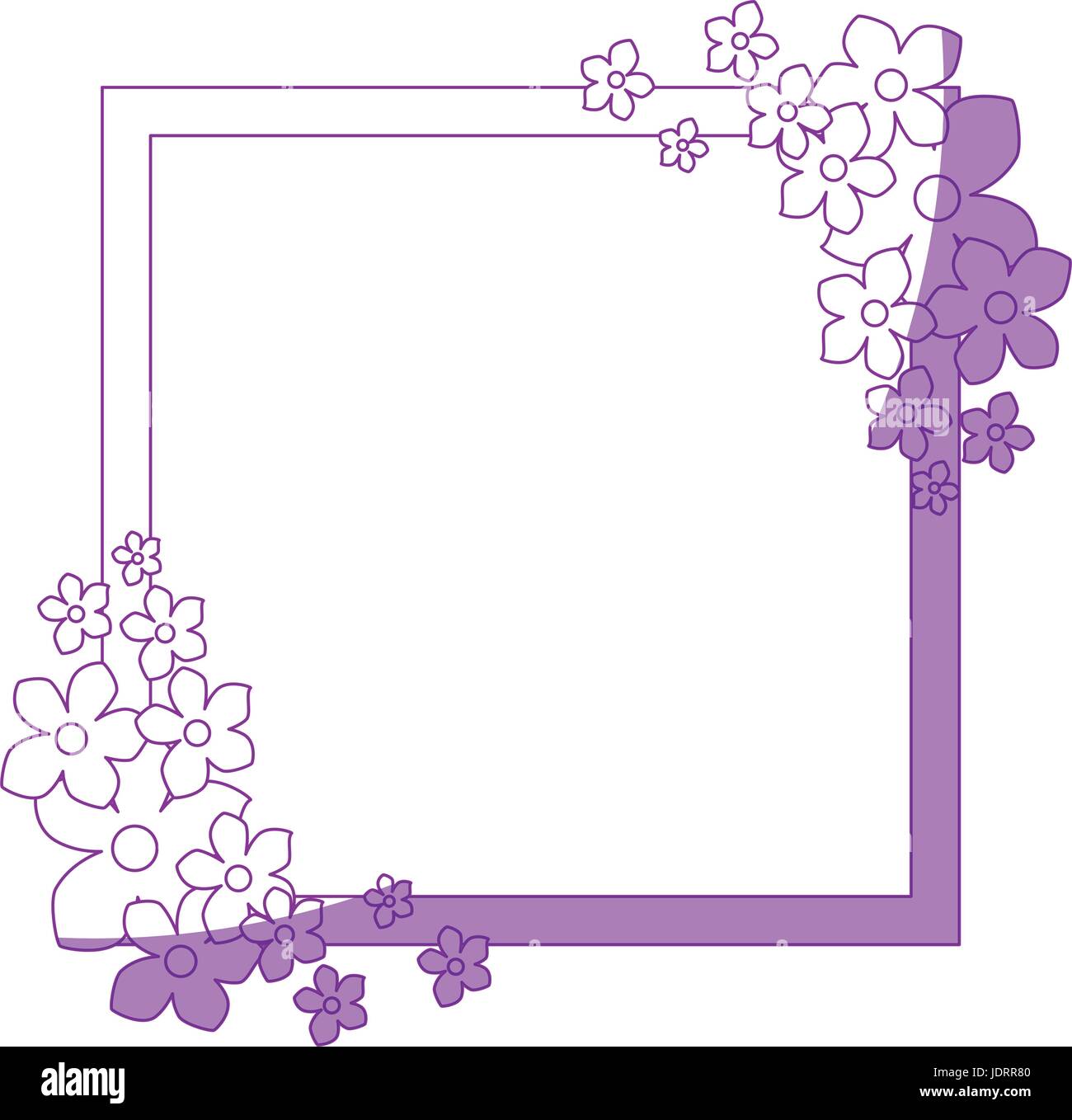 frame with decorative flowers icon over white background vector ...