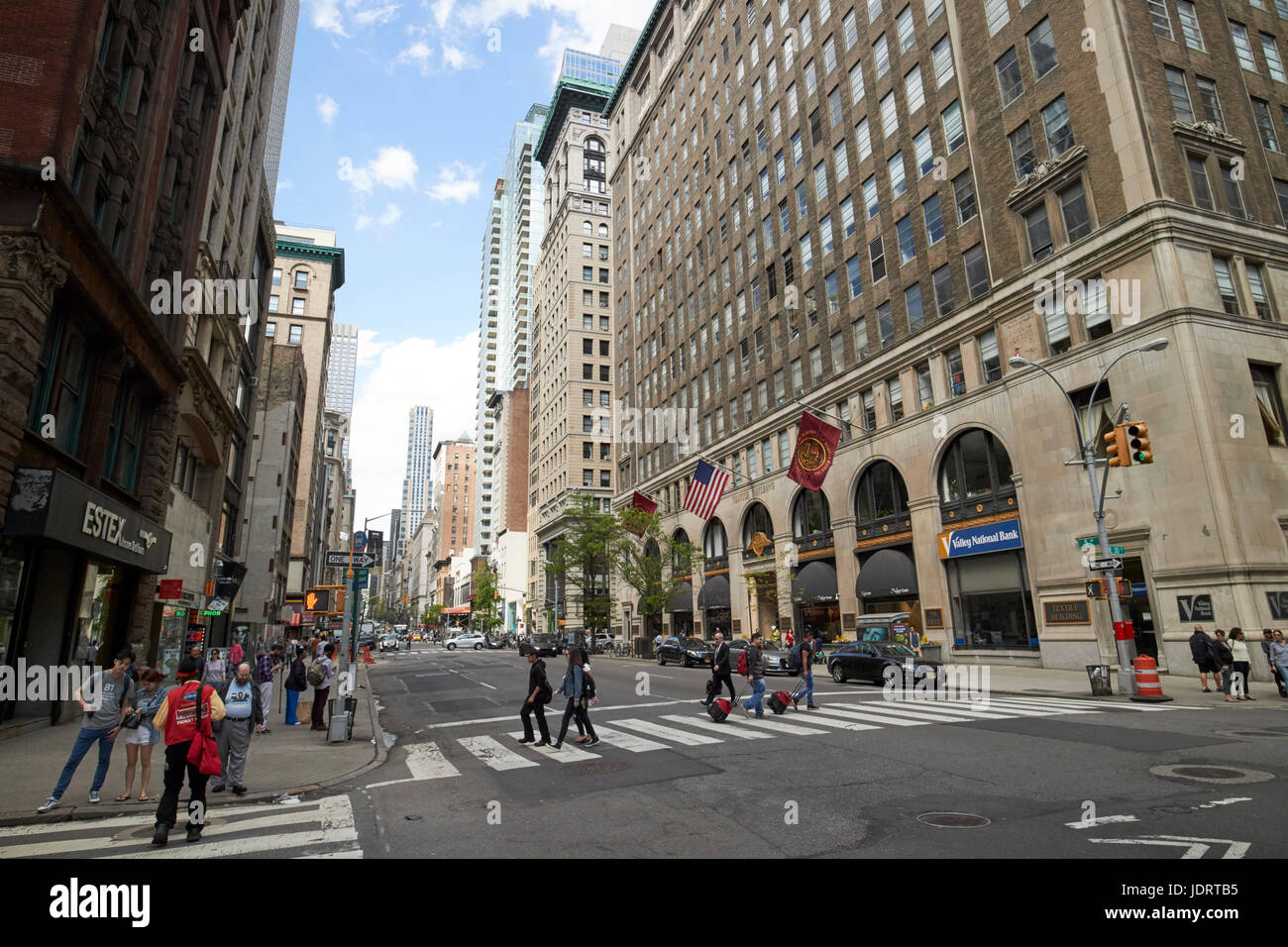looking up fifth avenue from the textile building nomad New York City USA Stock Photo