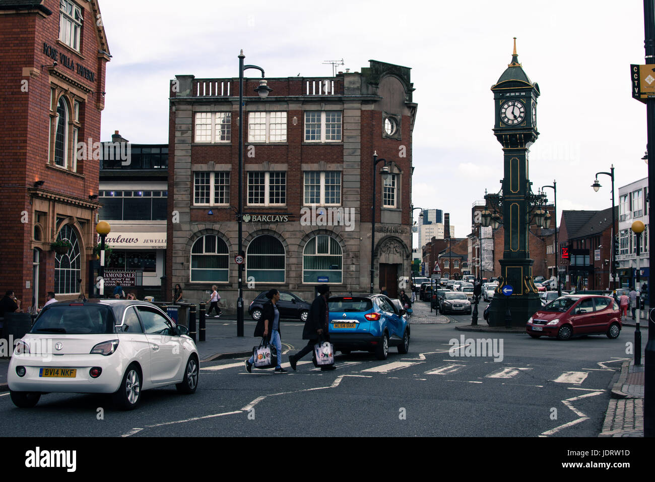 Barclays Bank and clock tower in Jewellery quarter Birmingham Stock