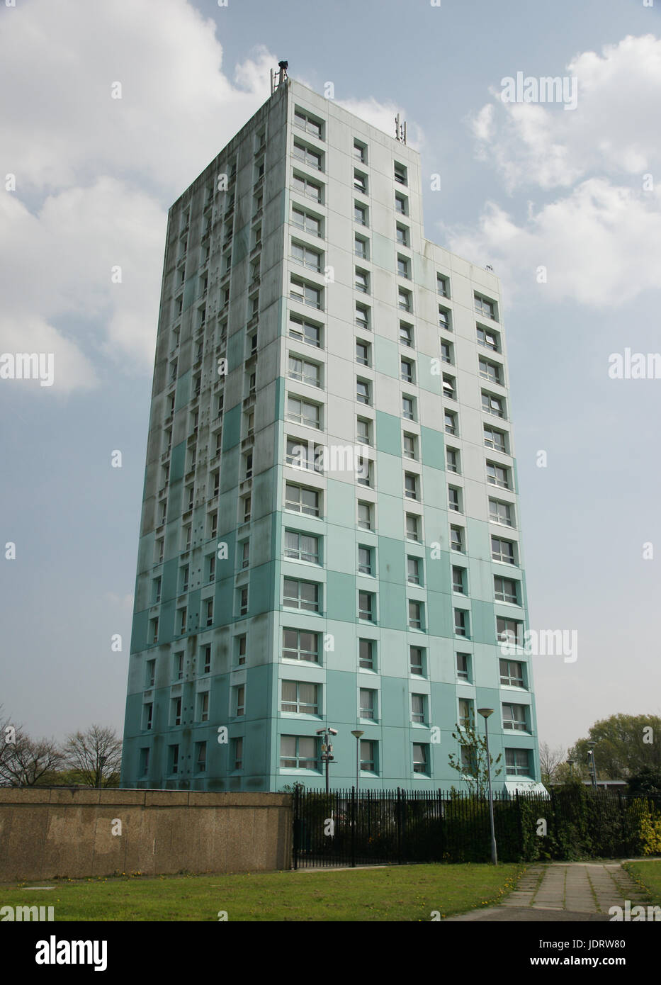 1960s tower block  with modern external cladding fitted to walls Stock Photo