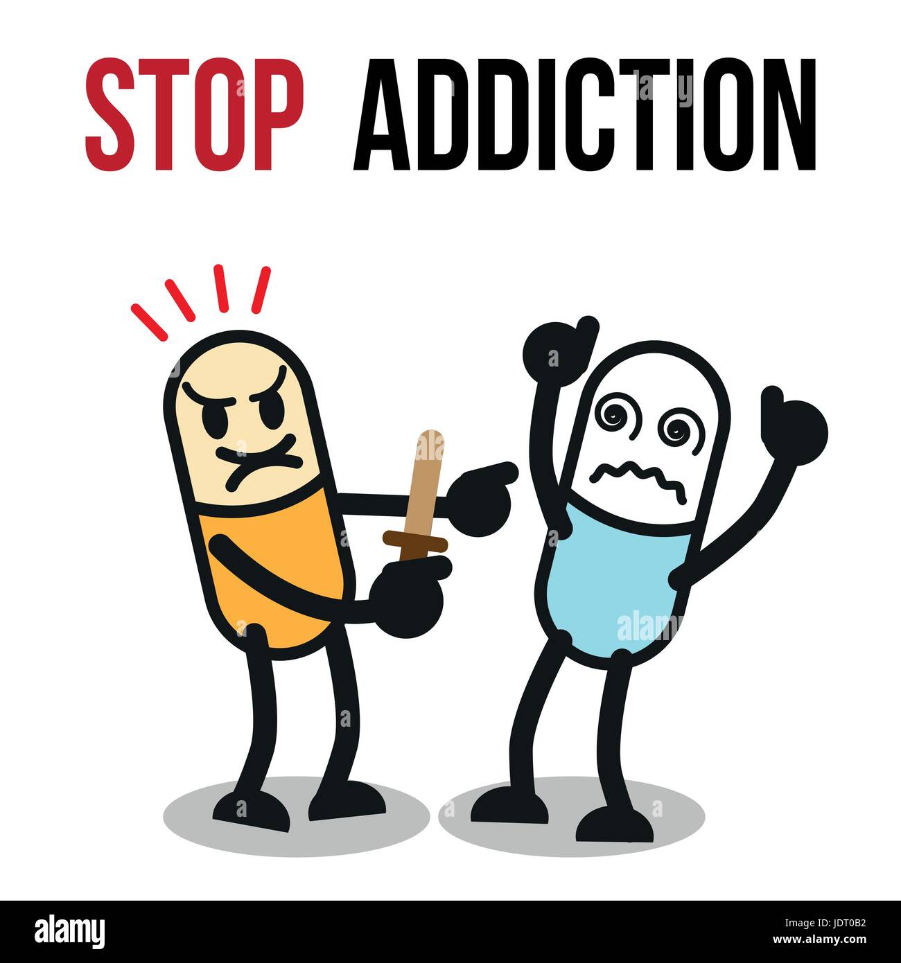 The bad character traits. Stop addiction, Amphetamine, Conceptual vector illustration. Stock Vector