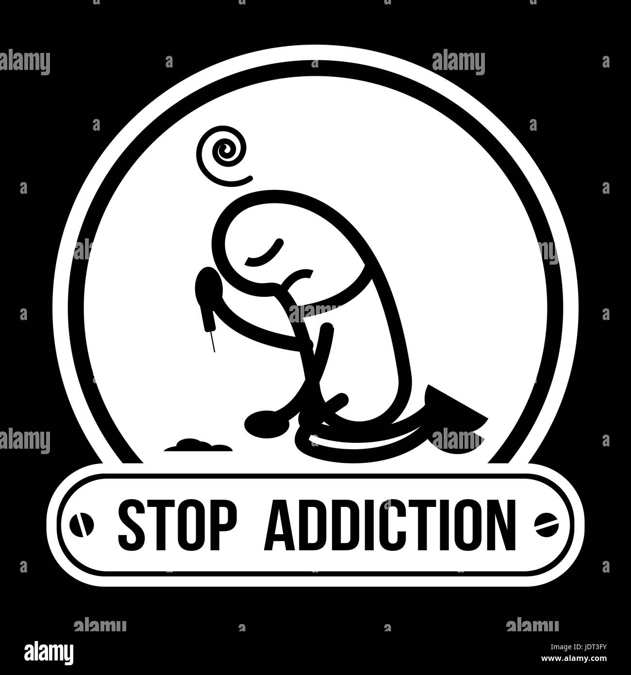 No Drugs label Campaign, Stop Addiction Cocaine, Conceptual vector illustration. Stock Vector