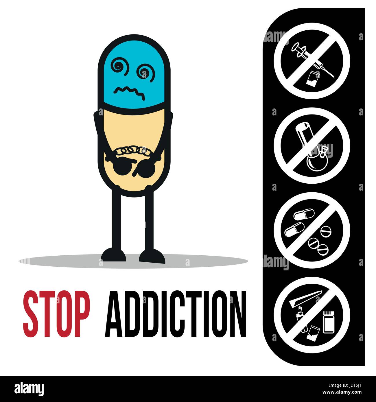 The bad character traits. Stop addiction, Conceptual vector illustration. Stock Vector