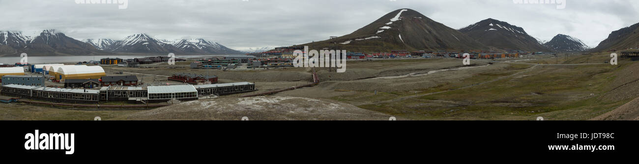 Panoramic view over Longyearbyen Stock Photo