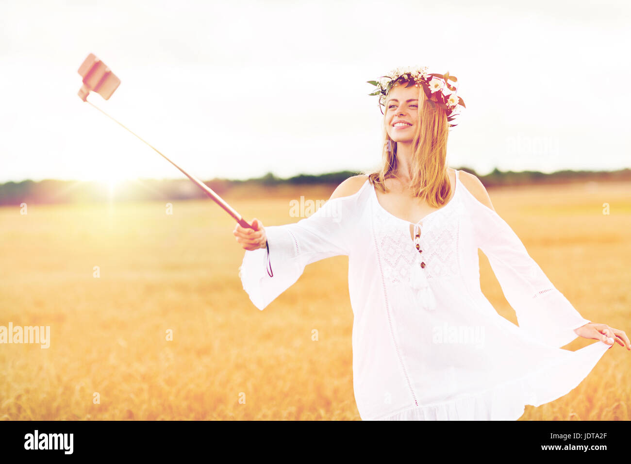 happy young woman taking selfie by smartphone Stock Photo - Alamy