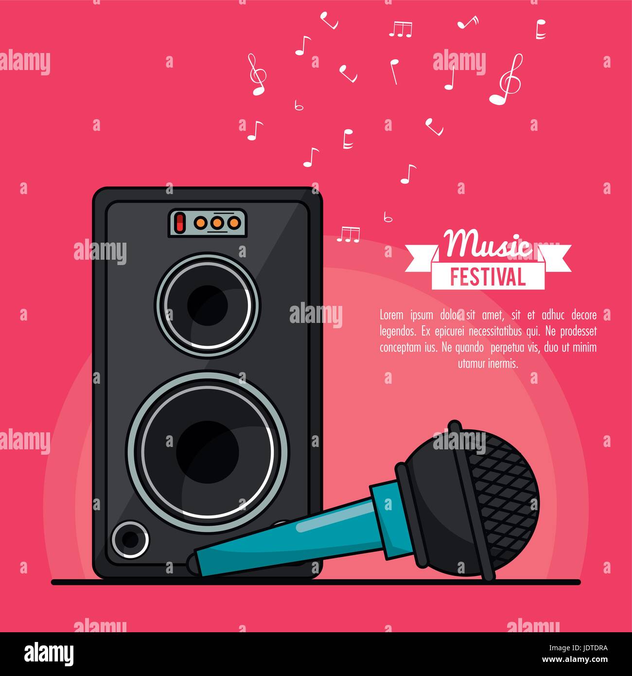 poster music festival in magenta background with speaker box and microphone  Stock Vector Image & Art - Alamy