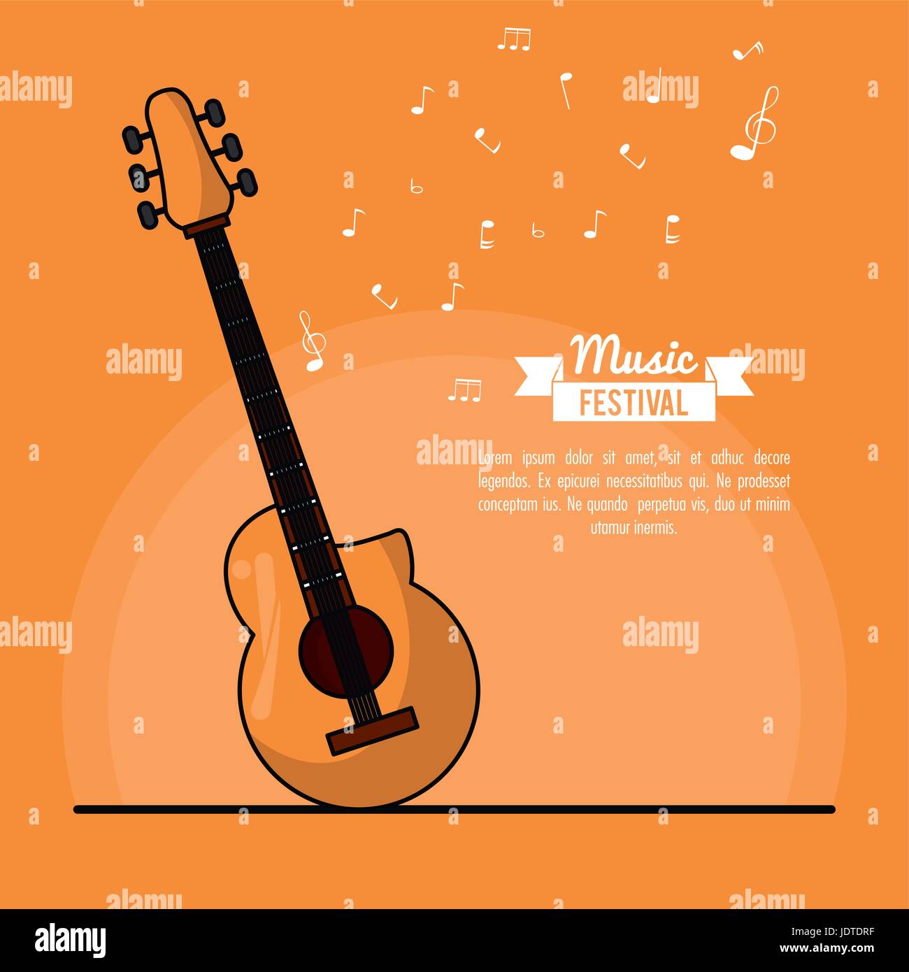 poster music festival in orange background with acoustic guitar Stock  Vector Image & Art - Alamy